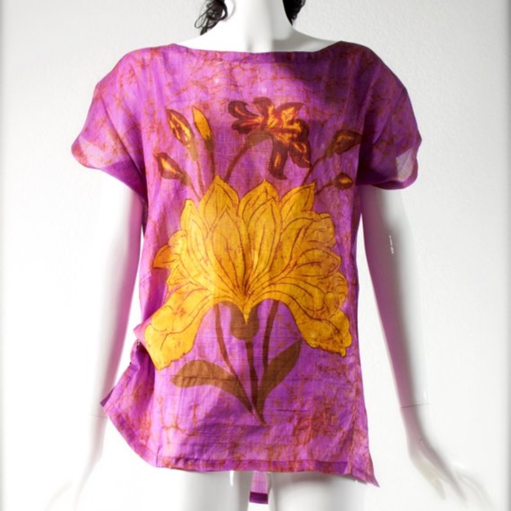 1970's India Hand Blocked SILK Shirt
